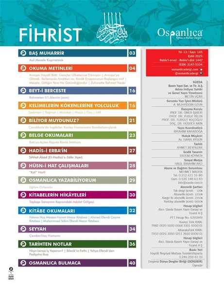 Eylül 2025 Osmanlıca Dergisi - 2