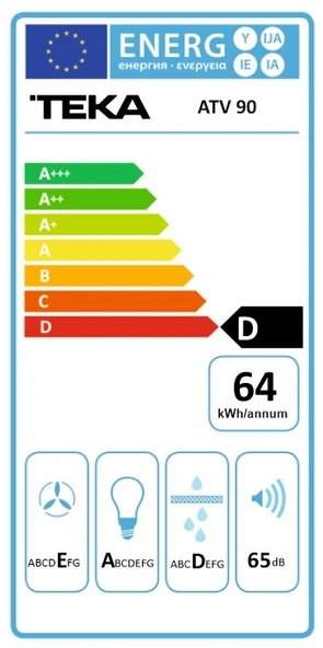 TEKA ATV 90 BEYAZ DUVAR TİPİ 90 CM. EĞİLİMLİ CAM DAVLUMBAZ - Resim 3