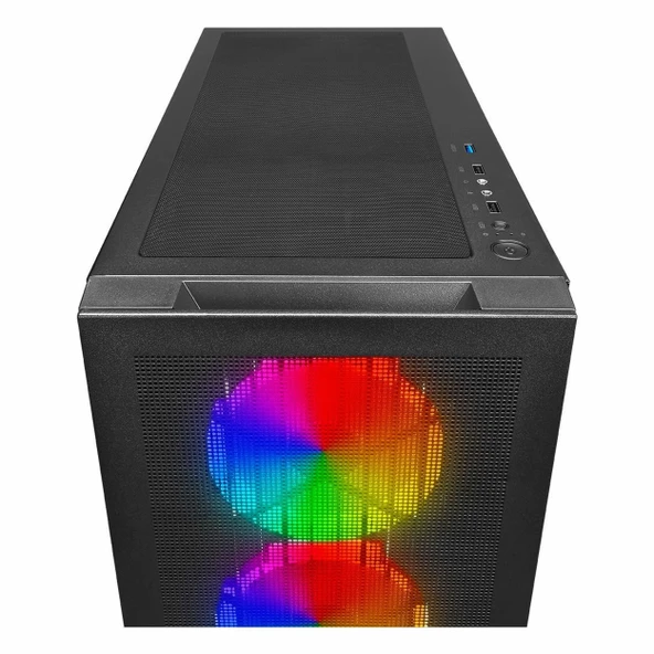 PowerBoost VK-G4306S USB 3.2 ARGB eATX Mid Tower Siyah Kasa - Resim 3