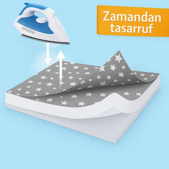Ütü Masası Kılıfı Keçeli Gri Yıldızlı Desen - 3