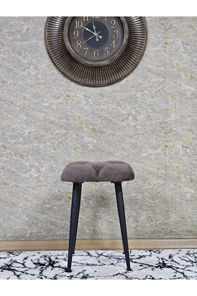 Kare Siyah Boyalı Konik Ayaklı Tabure - Oturak - Bar Taburesi - Ayaklı Tabure Kahverengi Renk 48 x 33 Boyut/Ebat - 2