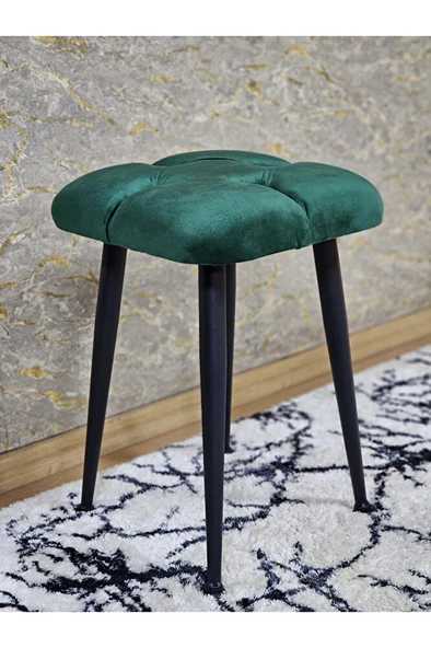 Kare Siyah Boyalı Konik Ayaklı Tabure - Oturak - Bar Taburesi - Ayaklı Tabure Yeşil Renk 48 x 33 Boyut/Ebat ürün görseli 1