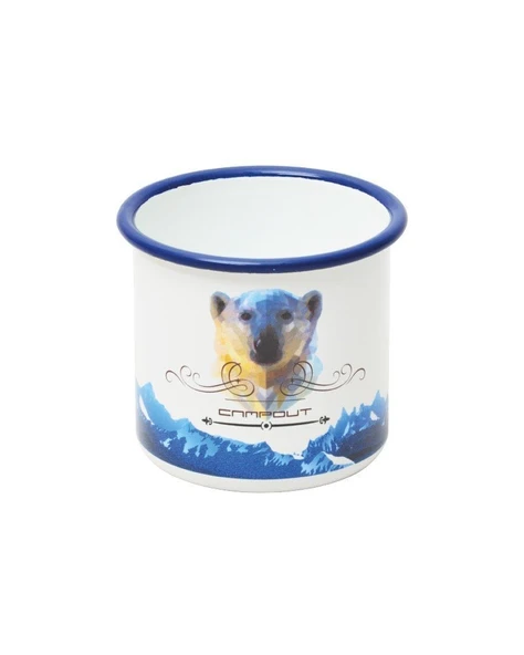 NURGAZ Campout Emaye Kupa Bardak (Beyaz-Bear) ürün görseli