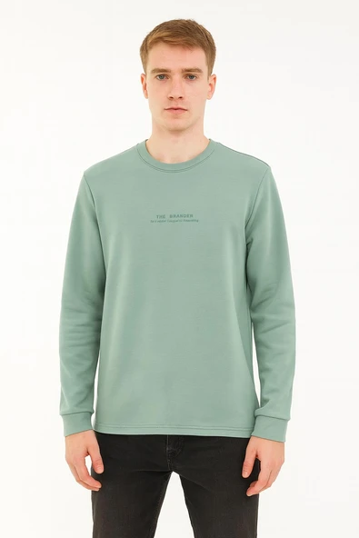 Erkek Slim Fit Uzun Kol Sıfır Yaka Sweatshırt-7390