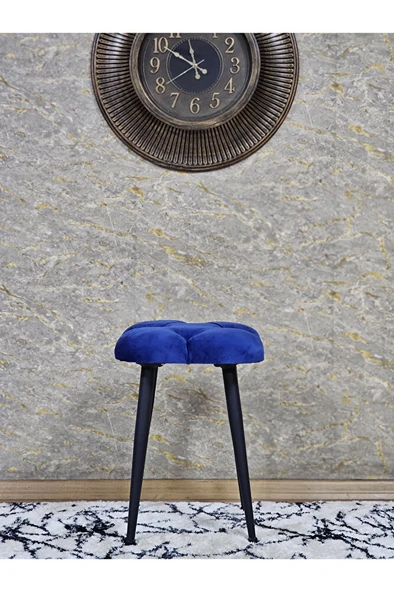 Kare Siyah Boyalı Konik Ayaklı Tabure - Oturak - Bar Taburesi - Ayaklı Tabure Mavi Renk 48 x 33 Boyut/Ebat - Resim 2