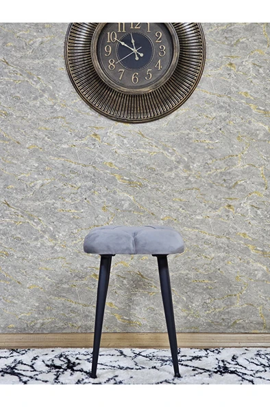 Kare Siyah Boyalı Konik Ayaklı Tabure - Oturak - Bar Taburesi - Ayaklı Tabure Gri Renk 48 x 33 Boyut/Ebat - 2