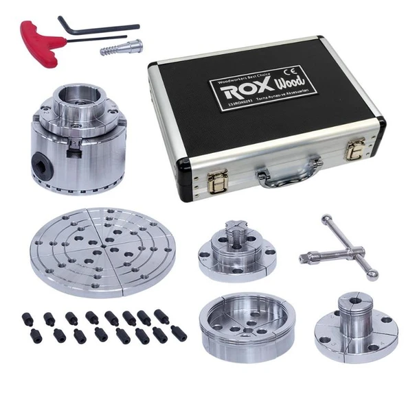 Rox Wood 0293 4 Çeneli Ahşap Torna Aynası ve Aksesuarları 6 Parça - Resim 4