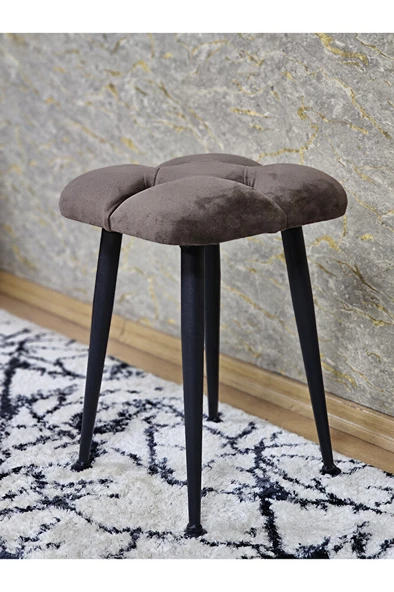 Kare Siyah Boyalı Konik Ayaklı Tabure - Oturak - Bar Taburesi - Ayaklı Tabure Kahverengi Renk 48 x 33 Boyut/Ebat - 4