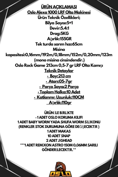 Oslo Alexa 1000 Oslo Rock Game 213cm 05-7gr LRF Olta Seti - Resim 2