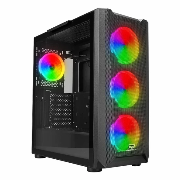 PowerBoost VK-W001B USB 3.2 ARGB ATX Mid Tower Siyah Kasa ürün görseli 1