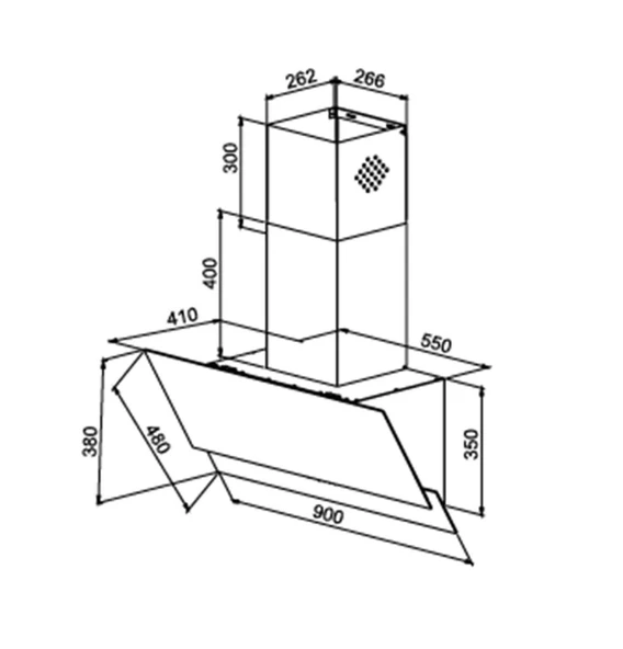 TEKA ATV 90 BEYAZ DUVAR TİPİ 90 CM. EĞİLİMLİ CAM DAVLUMBAZ - Resim 2