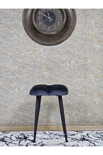 Kare Siyah Boyalı Konik Ayaklı Tabure - Oturak - Bar Taburesi - Ayaklı Tabure Füme Renk 48 x 33 Boyut/Ebat - 2