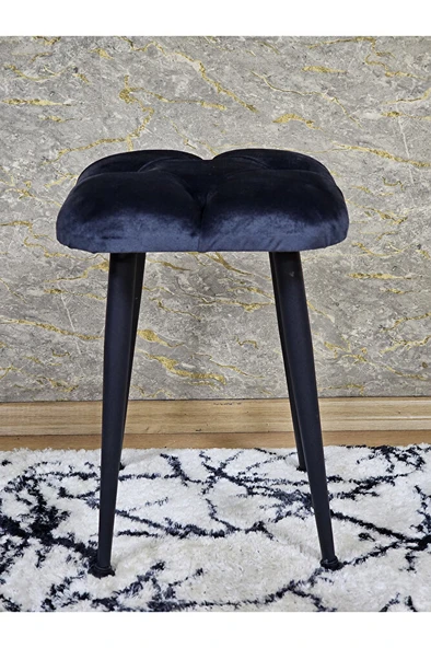 Kare Siyah Boyalı Konik Ayaklı Tabure - Oturak - Bar Taburesi - Ayaklı Tabure Füme Renk 48 x 33 Boyut/Ebat - 3