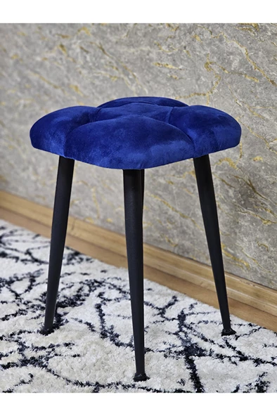 Kare Siyah Boyalı Konik Ayaklı Tabure - Oturak - Bar Taburesi - Ayaklı Tabure Mavi Renk 48 x 33 Boyut/Ebat - Resim 4