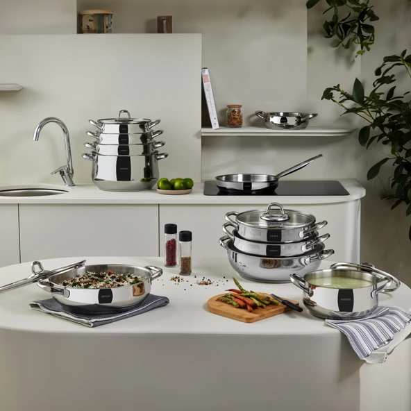 New Akara İndüksiyon Tabanlı Çelik Derin Tencere 20 cm - Resim 3