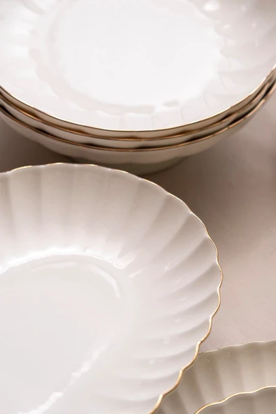 Kütahya Porselen Bone Luz Form Yemek Takımı Altın 27 Parça 6 Kişilik - 5