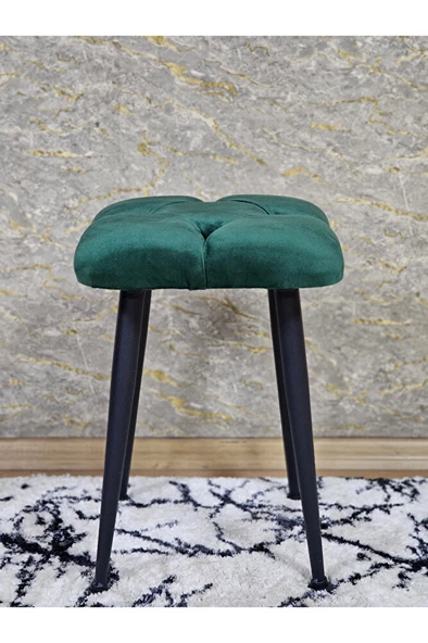 Kare Siyah Boyalı Konik Ayaklı Tabure - Oturak - Bar Taburesi - Ayaklı Tabure Yeşil Renk 48 x 33 Boyut/Ebat - Resim 3