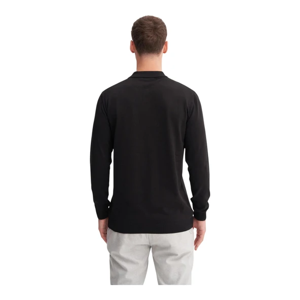 Slim Fit Viskon Kumaş Basic Polo Yaka Kazak - 4