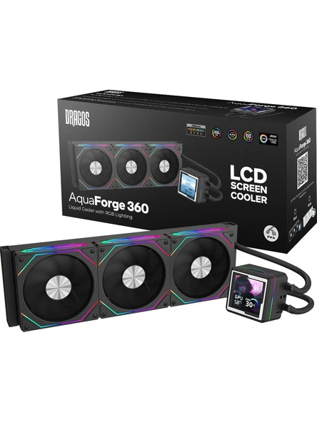 Dragos AquaForge 360 Intel-AMD 360MM LCD Ekranlı ARGB Siyah Sıvı Soğutucu