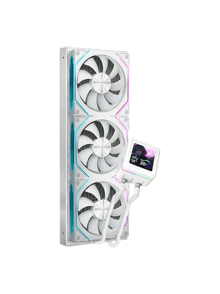 Dragos AquaForge 360 Intel-AMD 360MM LCD Ekranlı ARGB Beyaz Sıvı Soğutucu - 3