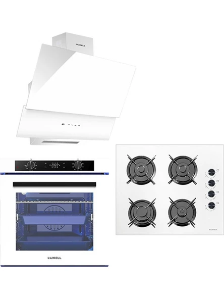 Luxell 88 Lt Platınum Beyaz Ankastre Set