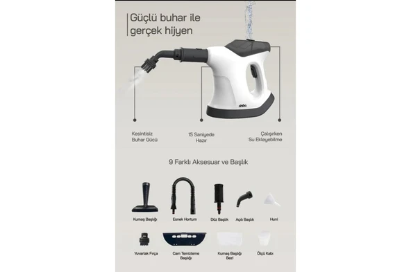 SİNBO SSC-6424 9 In 1 Çok Fonksiyonlu El Tipi Basınçlı Buharlı Temizlik Makinesi - Resim 3