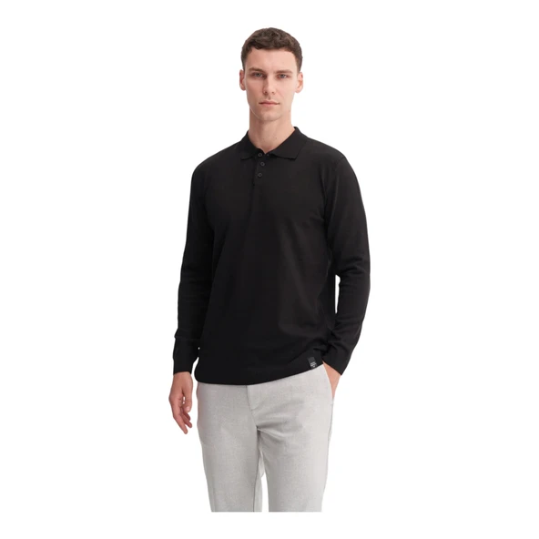 Slim Fit Viskon Kumaş Basic Polo Yaka Kazak - 3