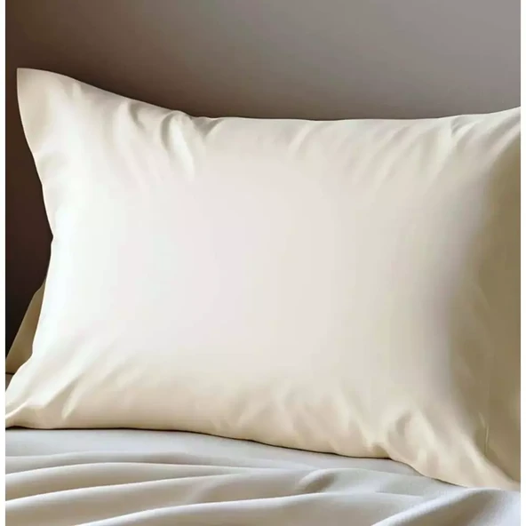 12 Adet Ekru Renk Pamuklu Yastık Kılıfı Kapaklı (50x70) - 2