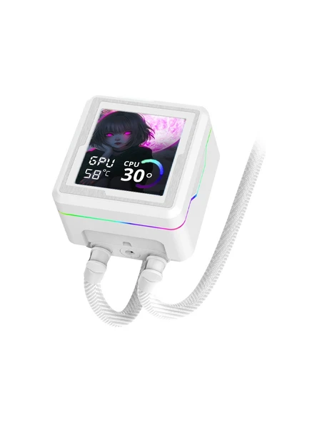 Dragos AquaForge 360 Intel-AMD 360MM LCD Ekranlı ARGB Beyaz Sıvı Soğutucu - 4