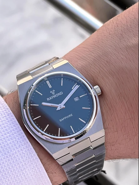 Raymond Nişan Ve Damatlara Özel Çelik Kordon 2 Yıl Garantili 5 Atm Erkek Kol Saati+Bileklik RMD.37 - Resim 3