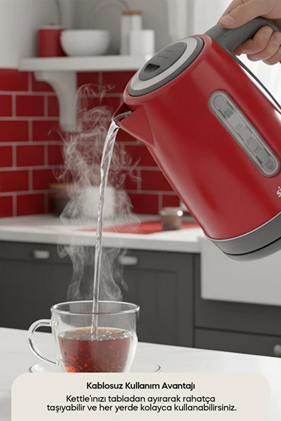 Sinbo Inox Su Isıtıcı Kettle  Paslanmaz Çelik SK-8031 Kırmızı - 3