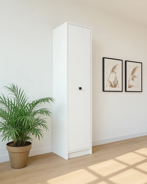 Beyaz Fonksiyonel Portmanto Modül 1: Tek Kapaklı Raflı Dolap