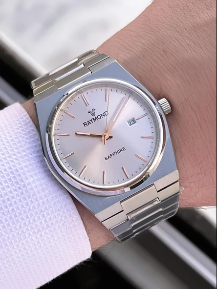 Raymond Nişan Ve Damatlara Özel Çelik Kordon 2 Yıl Garantili 5 Atm Erkek Kol Saati+Bileklik RMD.35 - 3