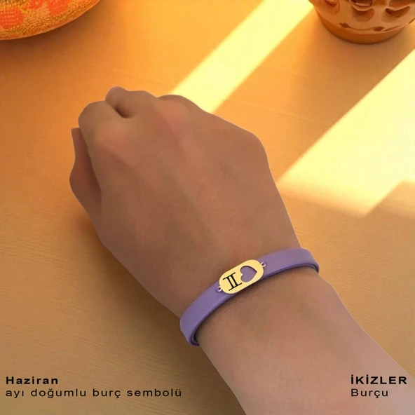 14 Ayar Altın Plakalı Doğum Ayına Özel Kalp Detaylı Oval Motifli Doğal Mor Derili Hediye Bileklik-558 - Resim 2