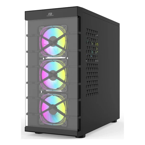 PowerBoost PB-GR222BB USB 3.2 RGB ATX Mid Tower Siyah Kasa - Resim 2