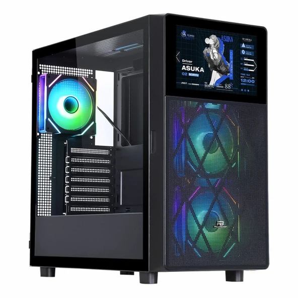 PowerBoost PB-P4367BB USB 3.2 ARGB ATX Mid Tower Siyah Kasa ürün görseli 1