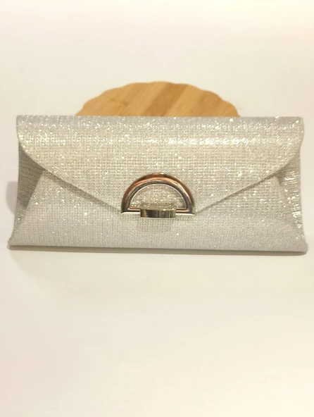 Monalisa Home Şık Abiye Açık Gri Simli Çanta