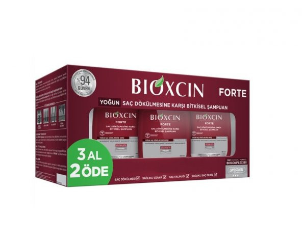 Bioxcin Forte Yoğun Saç Dökülmesine Karşı Bitkisel Şampuan 3 x 300 ML