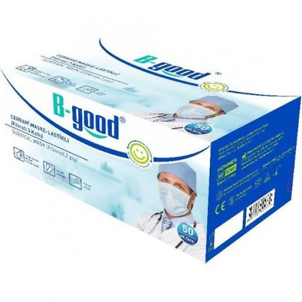 B-Good Cerrahi Maske Filtreli 3 Katlı Telli 50 Adet x 2 Adet - 6