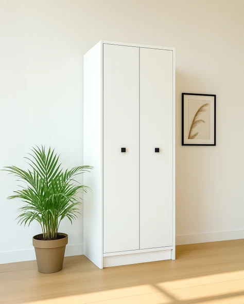 Beyaz Fonksiyonel Portmanto Modül 3: Askılı Çift Kapaklı Dolap