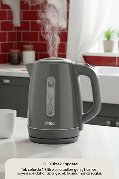 Sinbo Inox Su Isıtıcı Kettle  Paslanmaz Çelik SK-8031 Koyu Gri - 2