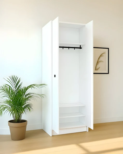 Beyaz Fonksiyonel Portmanto Modül 3: Askılı Çift Kapaklı Dolap - 2