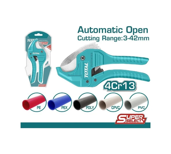 Total Pprc Profesyonel Plastik Tesisat Borusu Boru Kesme Makası 3-42 Mm Çelik Tht534216 - Resim 4