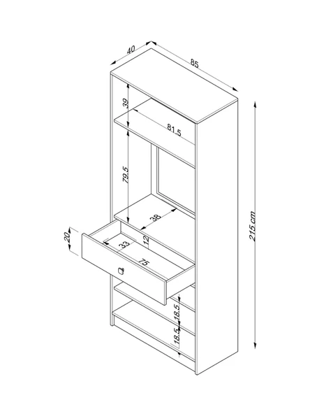 Beyaz Fonksiyonel Portmanto Modül 2: Aynalı Çekmeceli Dolap - 5