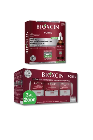 Bioxcin Forte Serum (3 x 50 ml) x Forte 3 Al 2 Öde Saç Dökülmesine Karşı Bitkisel Şampuan (3 x 300 ml) - 1