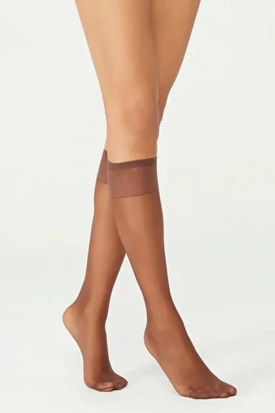 Monalisa Home Gösterişli Bronze Renk Parlak İnce Diz Altı Çorap ürün görseli 1