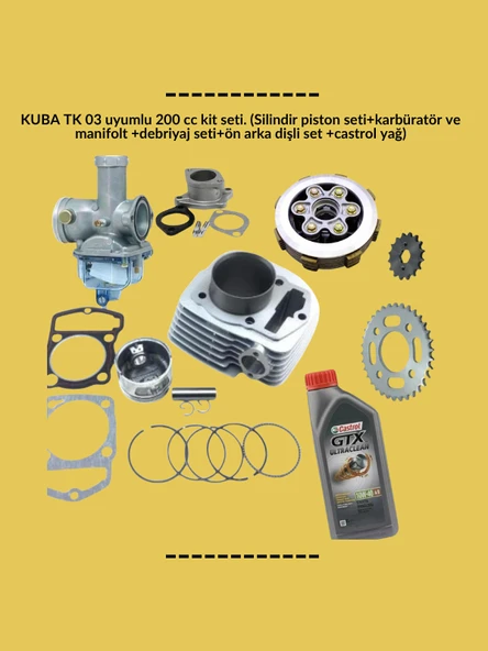 Kuba TK03 200cc Dönüşüm Seti – Silindir Piston Karbüratör Debriyaj Dişli Yağ ürün görseli 1