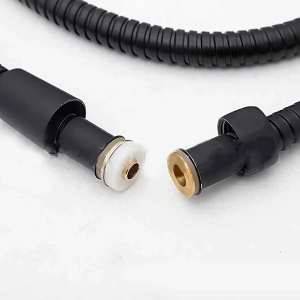 Siyah Paslanmaz Örgülü Duş Bağlantı Hortumu 150 cm Dayanıklı Esnek Banyo Aksesuarı Bağlantı Fıskiye - Resim 5