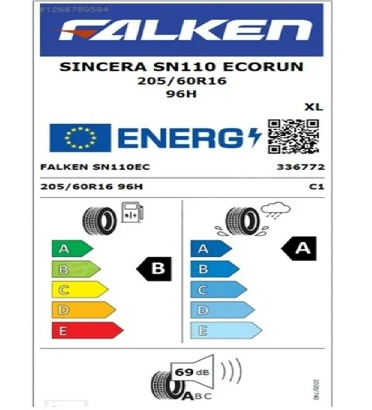 Falken 205/60 R16 TL 96H XL SINCERA SN110 ECORUN Oto Yaz Lastiği (Üretim Tarihi:2025) - Resim 2