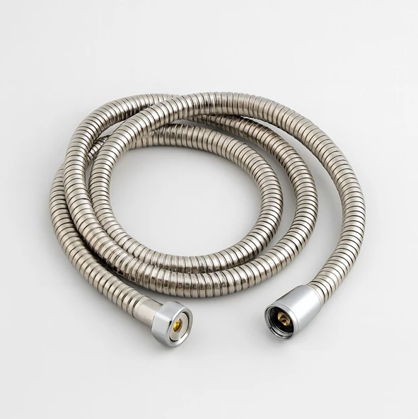 Krom Gümüş Paslanmaz Örgülü Duş Bağlantı Hortumu 150 cm Dayanıklı Esnek Banyo Aksesuarı Bağlantı - Resim 6
